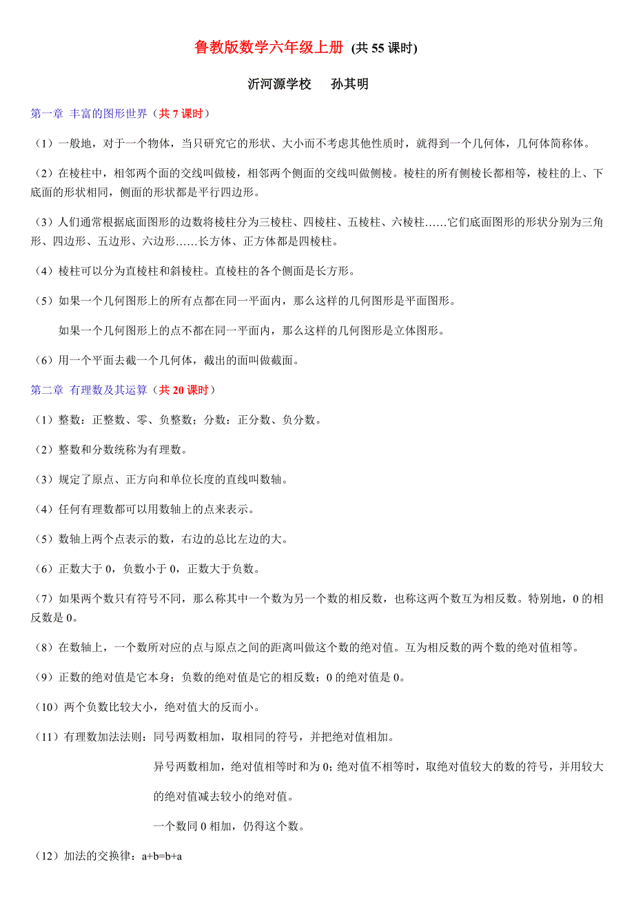鲁教版教材数学知识点_第1页