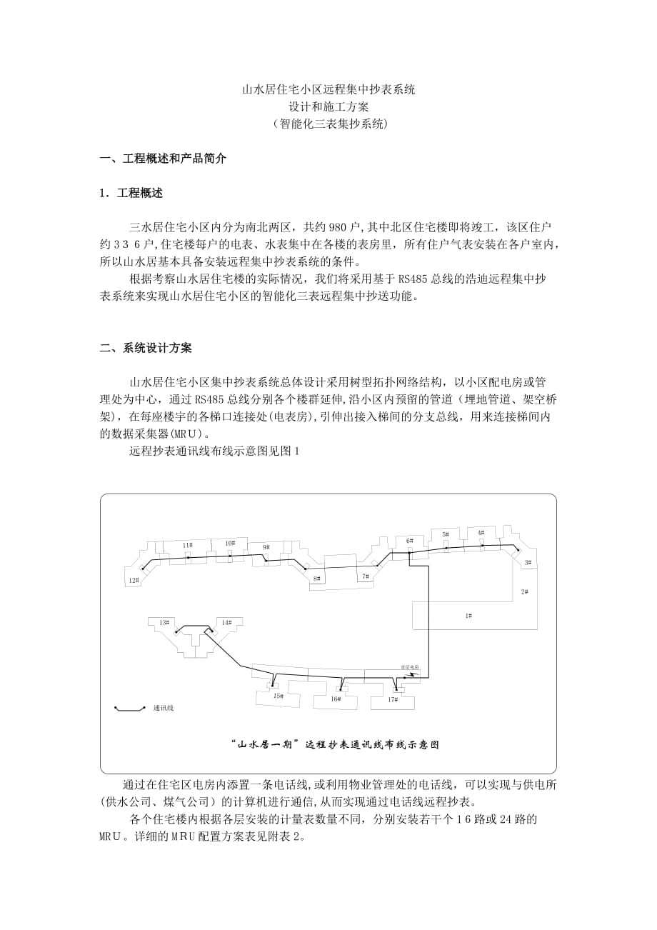 自-山水居住宅小区远程集中抄表系统_第1页