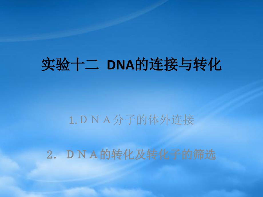 [精选]生物实验：dna连接与转化_第1页