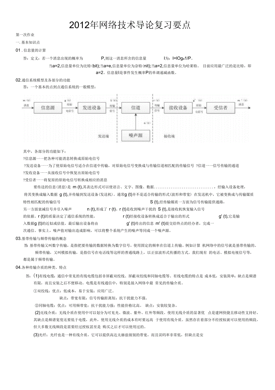 2012网络技术导论练习题要点_第1页