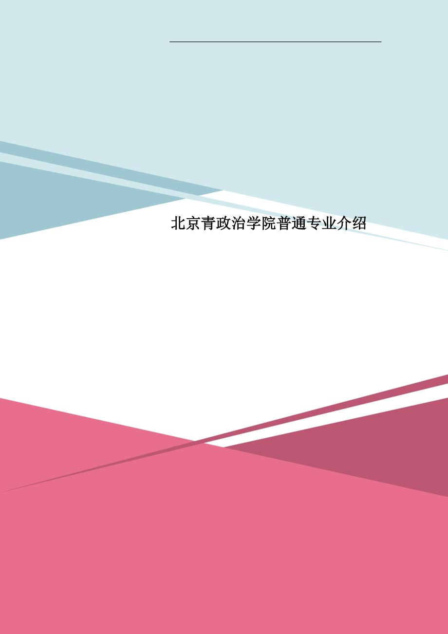 北京青政治学院普通专业介绍_第1页