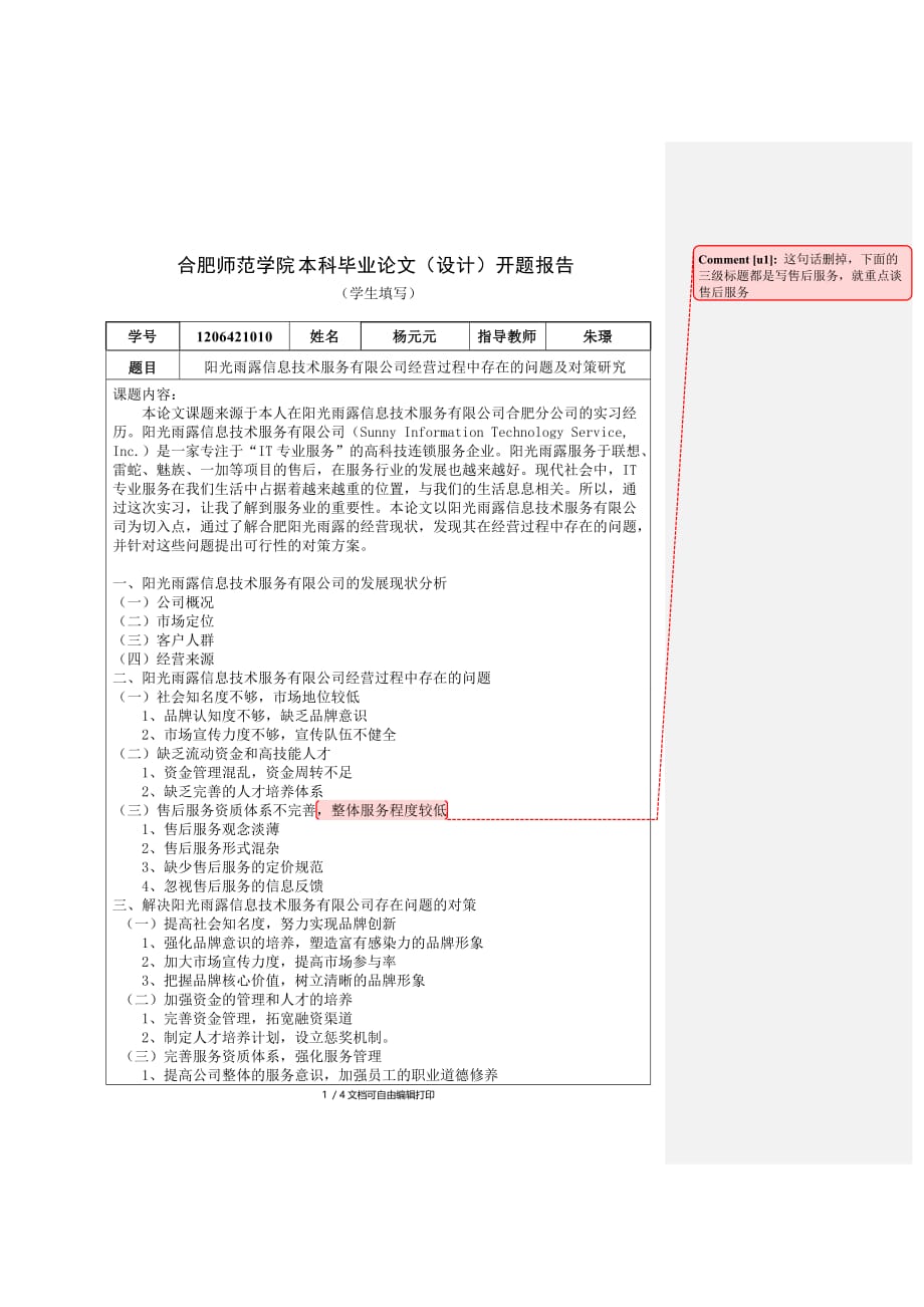 阳光雨露信息技术服务有限公司经营过程中存在的问题及对策研究_第1页