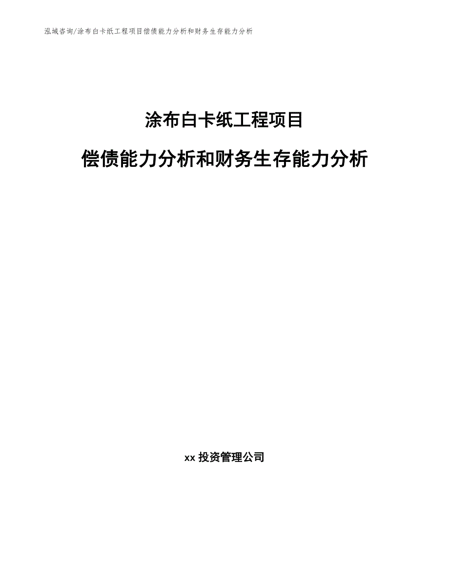 涂布白卡纸工程项目偿债能力分析和财务生存能力分析（完整版）_第1页