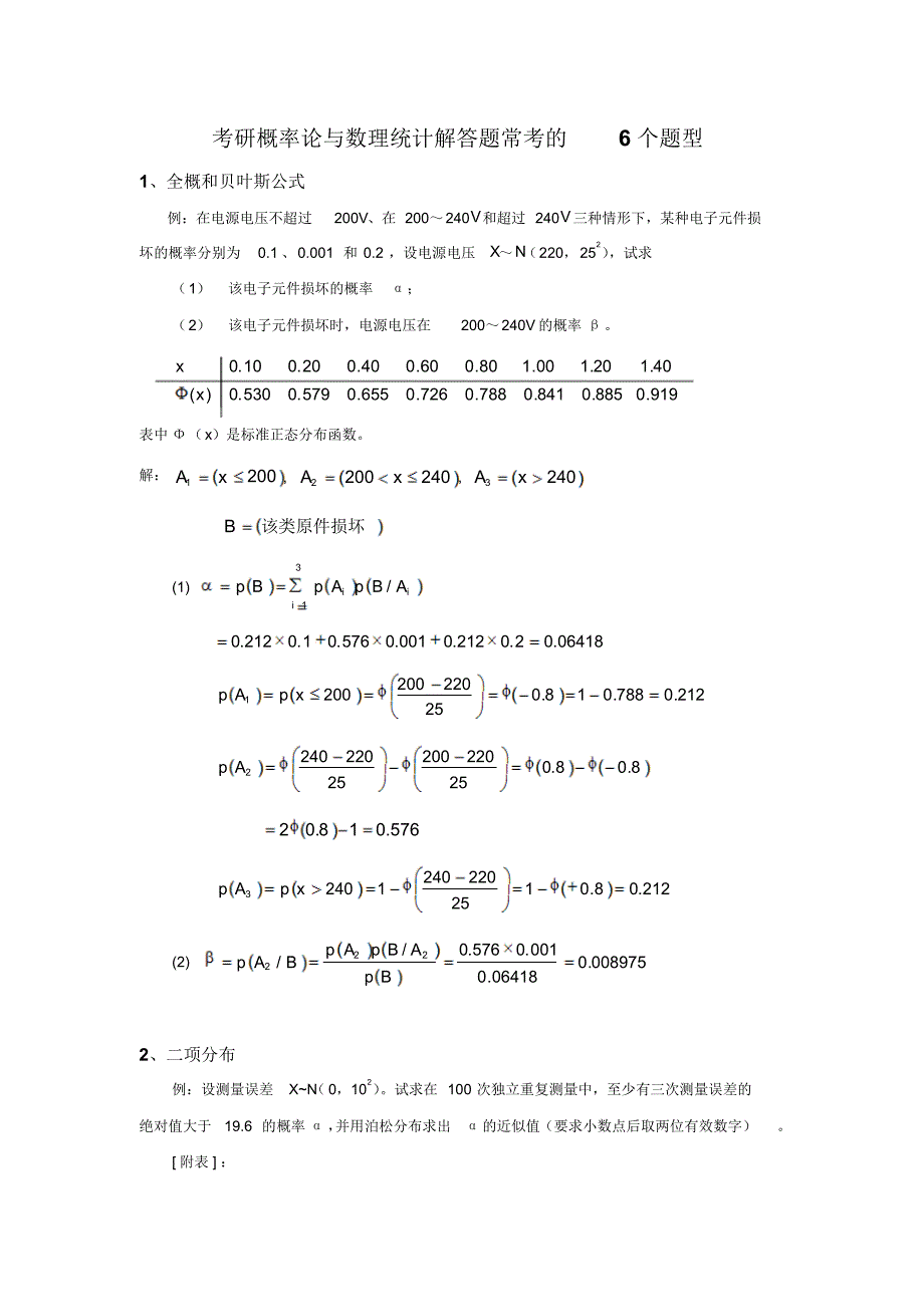 考研概率论与数理统计解答题常考的6个题型_第1页