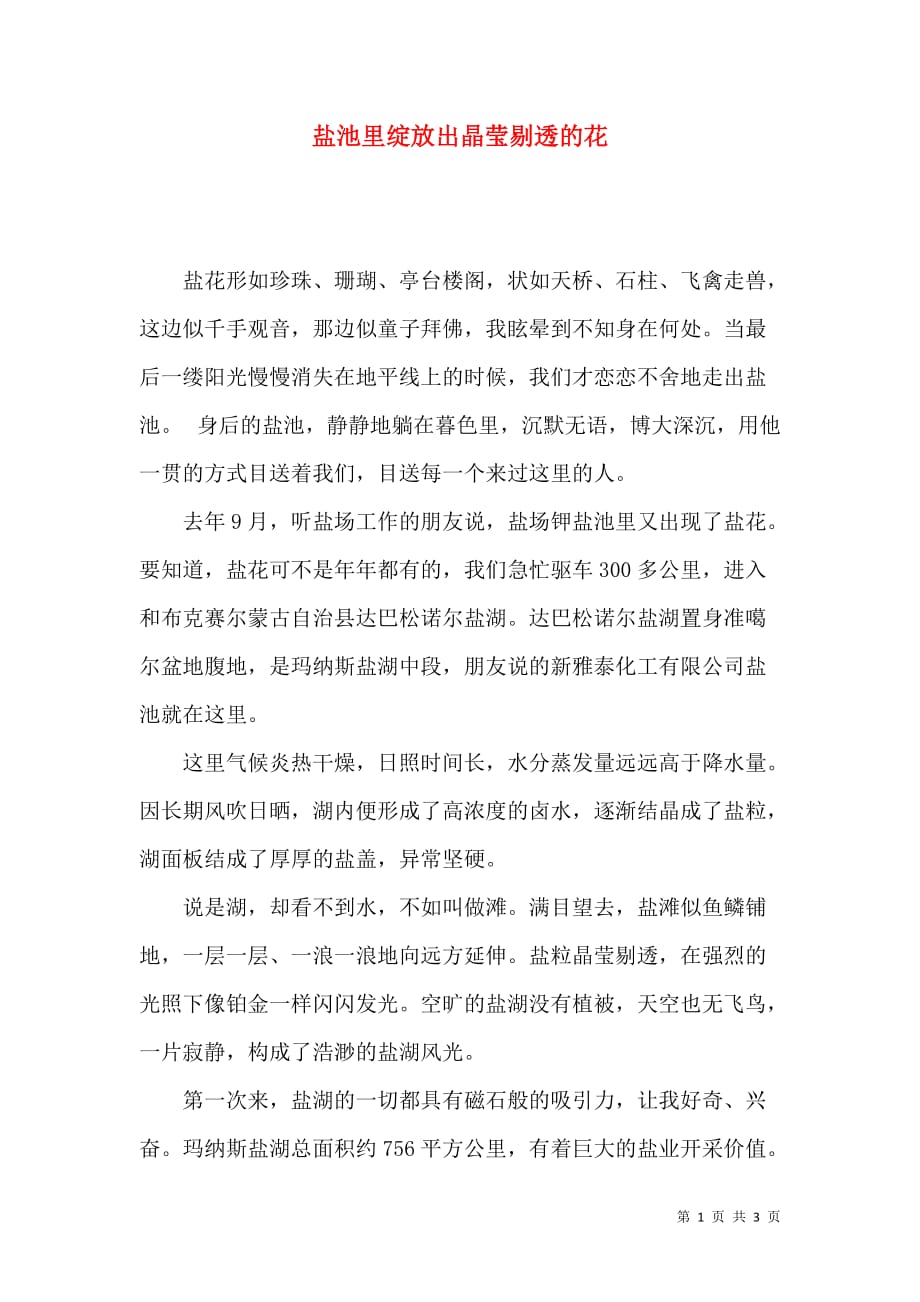 盐池里绽放出晶莹剔透的花_第1页