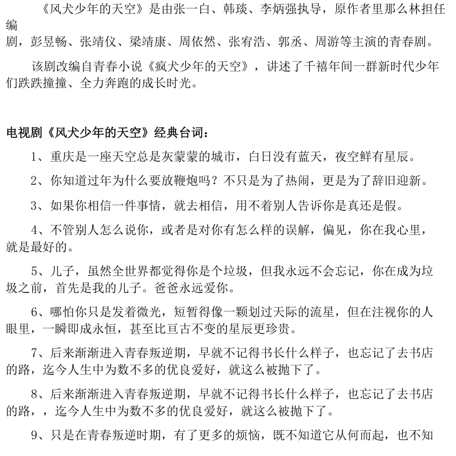 电视剧《风犬少年的天空》经典台词_第1页