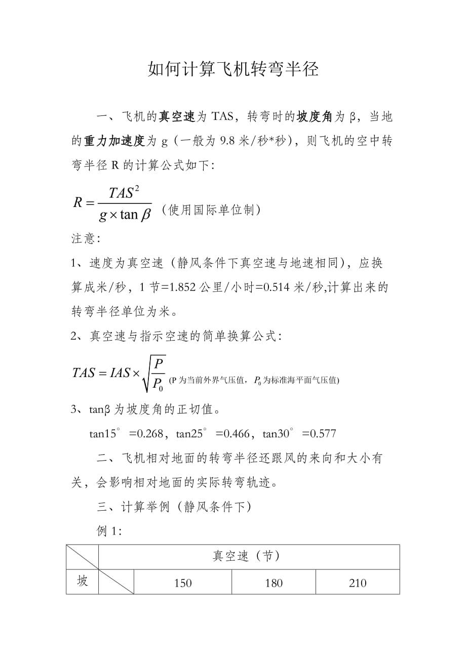 如何计算飞机转弯半径的计算[共2页]_第1页