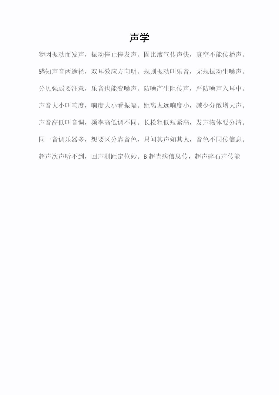 初中三年级物理知识点总结：声学_第1页