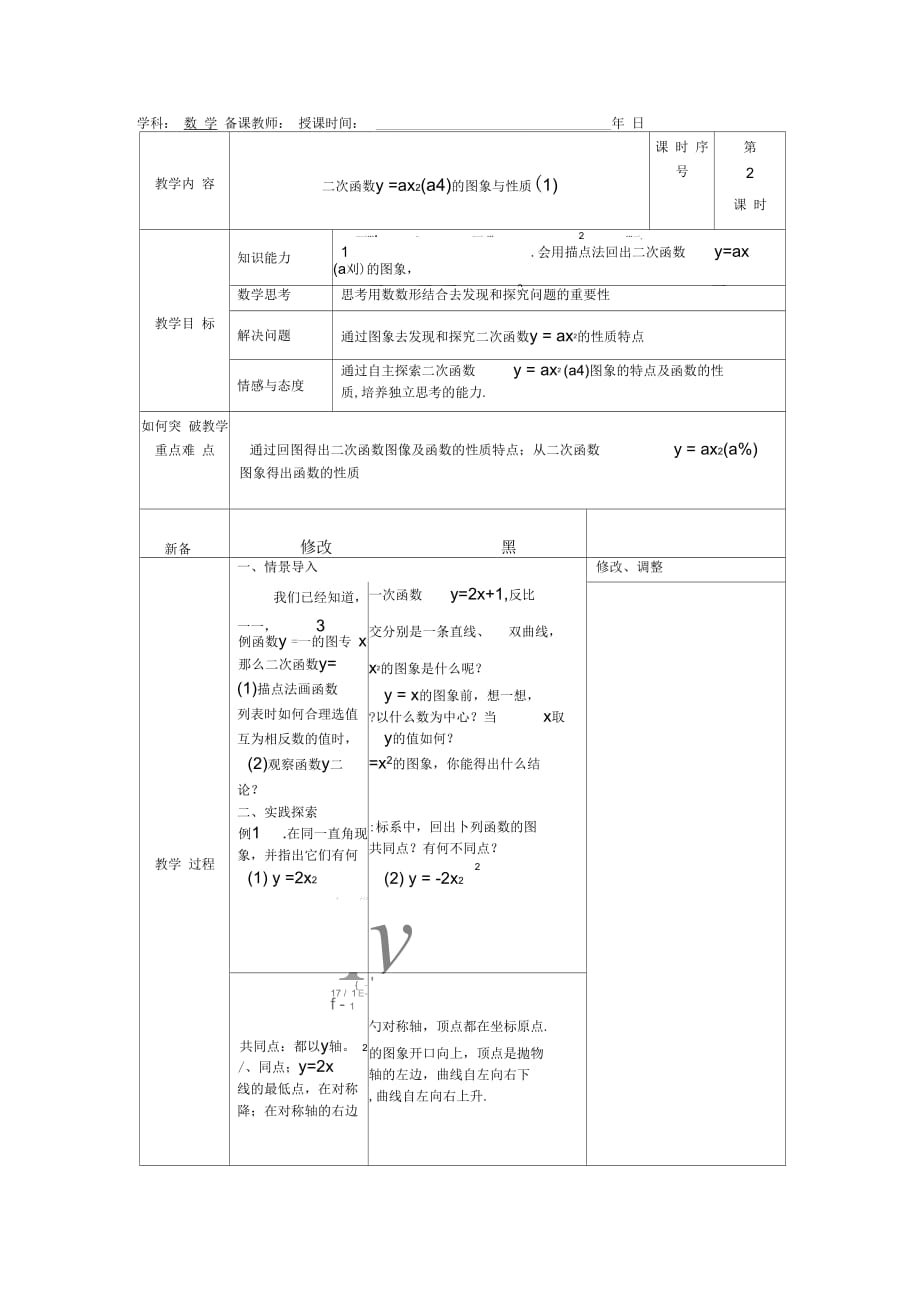 二次函数的图象和性质(一)_第1页