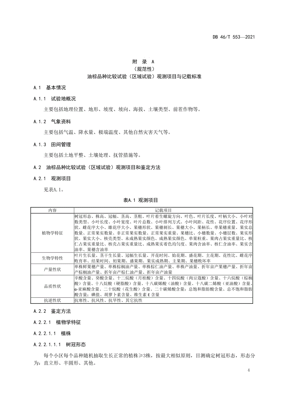 油棕品种比较试验（区域试验）观测项目与记载标准、油棕品种区域试验年度报告_第1页