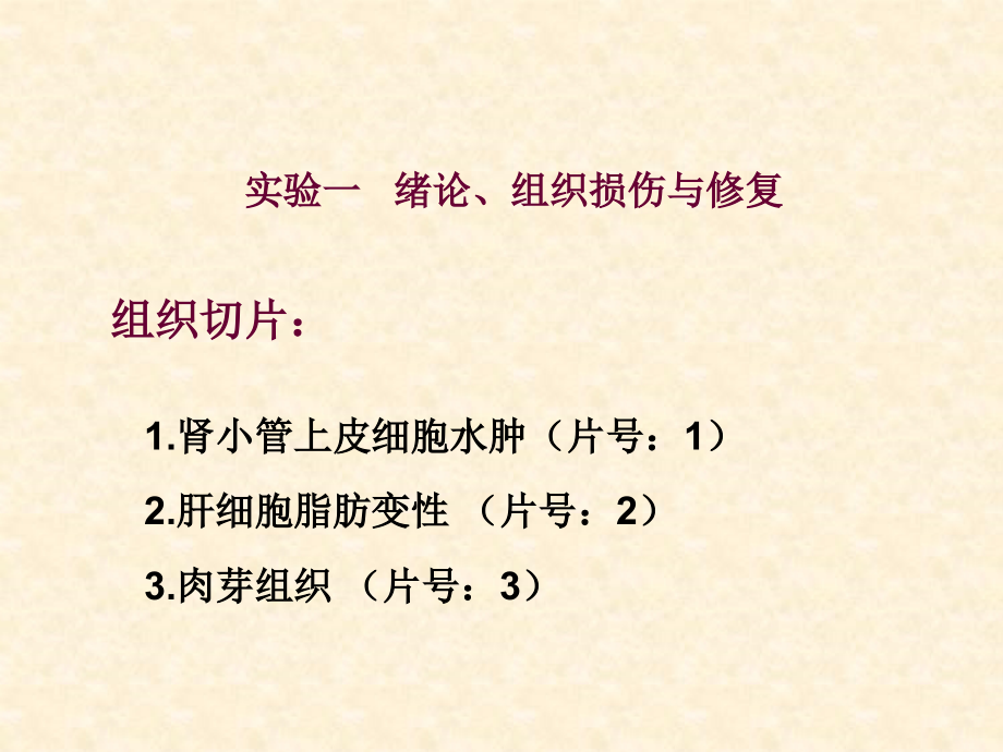 病理学教学课件：实验一绪论、组织损伤与修复_第1页