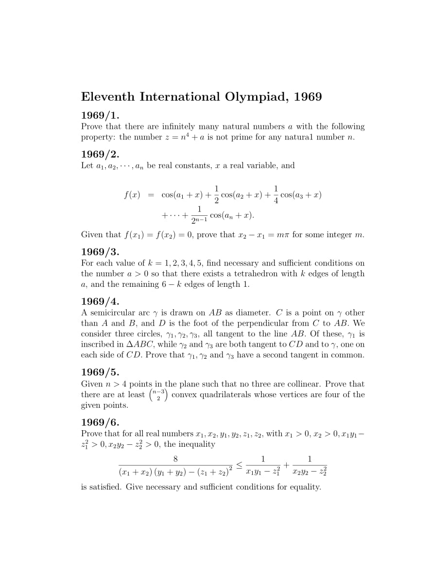 国际数学奥林匹克IMO试题(官方版)1969_eng_第1页