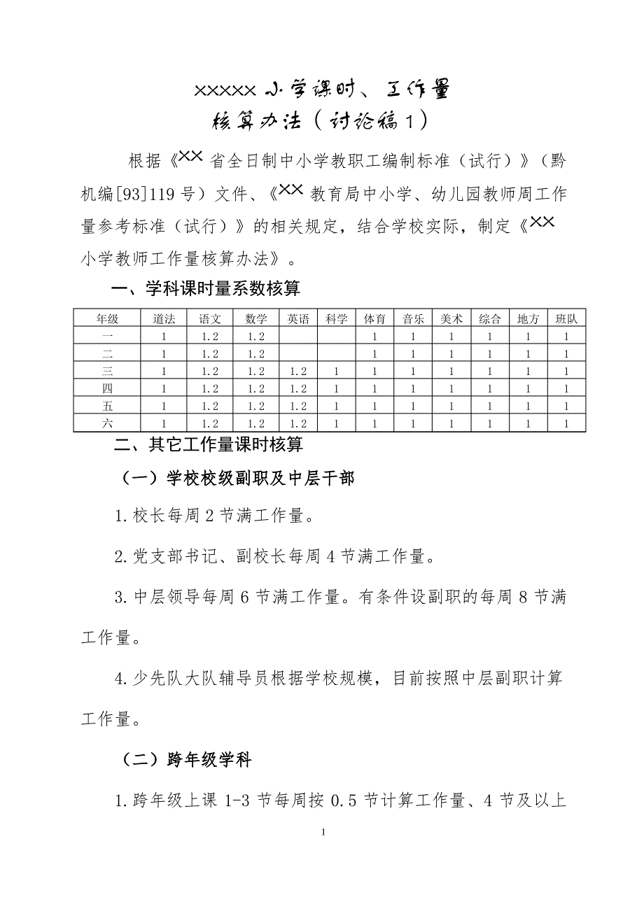 小学课时工作量核算办法两篇_第1页