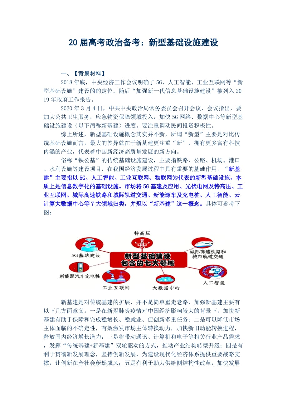 20届高考政治备考：新型基础设施建设_第1页