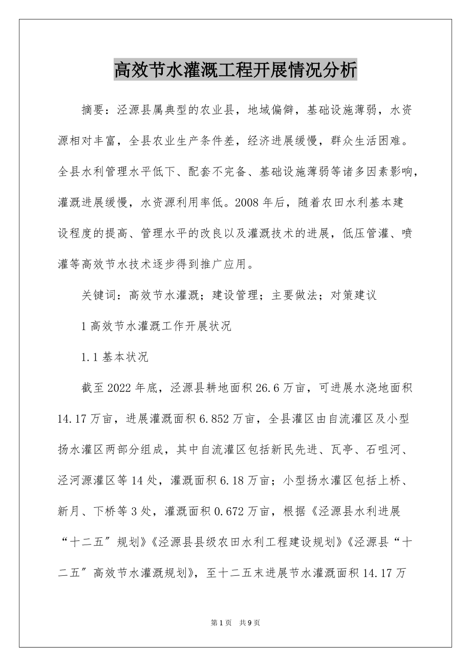 高效节水灌溉工程开展情况分析_第1页