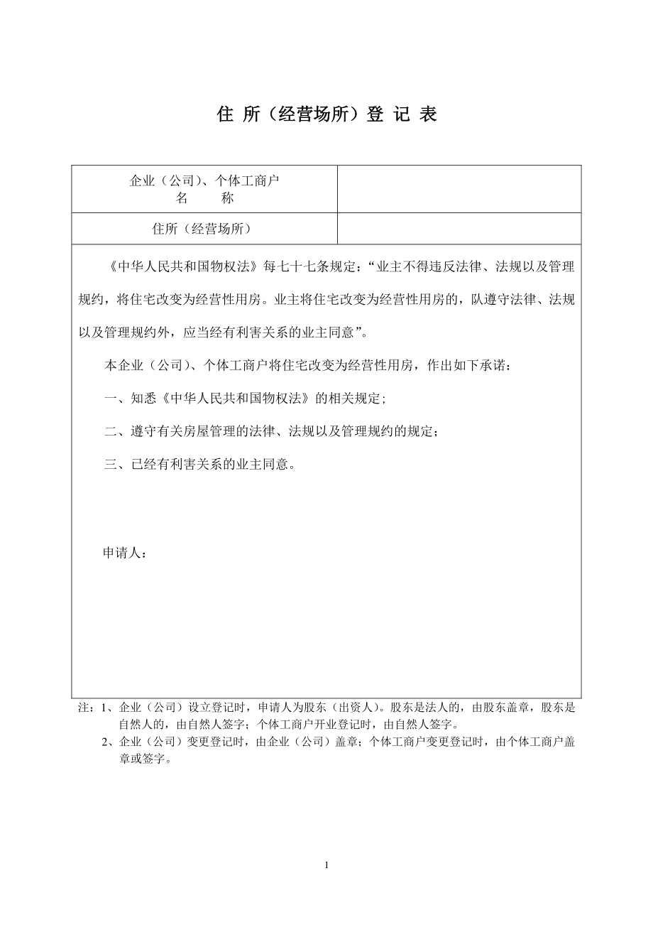 关于同意将住宅改变为经营场所的证明(工商局版本)（2022年整理）_第1页