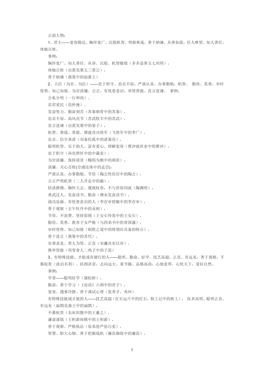古文人物形象（2022年整理）_第1页