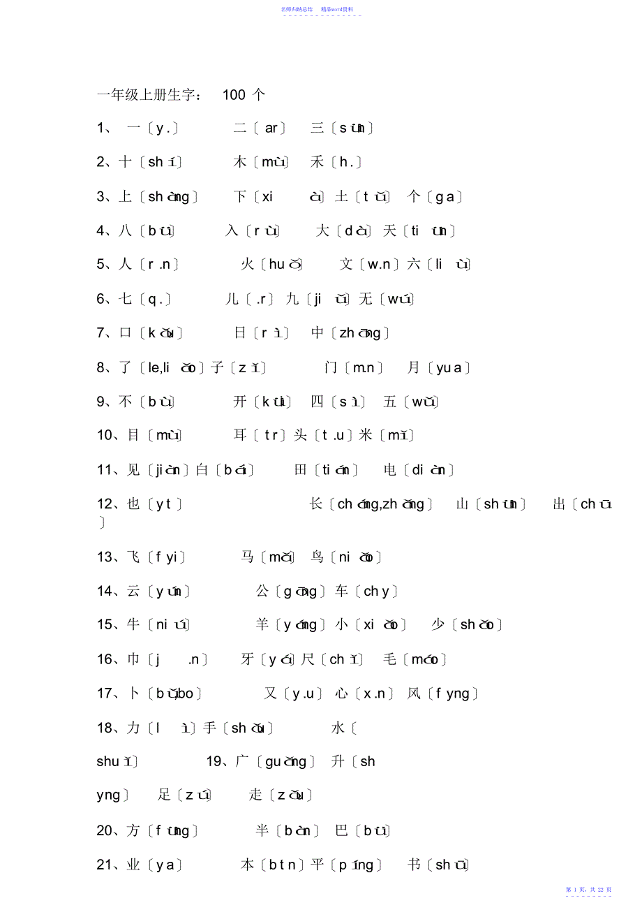 小学语文1-6年级生字表_第1页