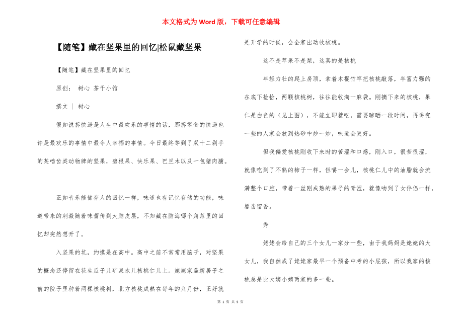 【随笔】藏在坚果里的回忆-松鼠藏坚果_第1页