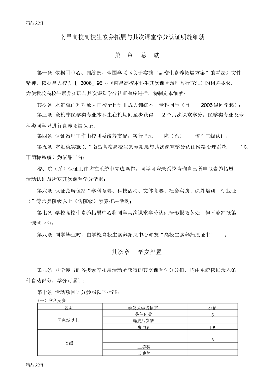 最新南昌大学第二课堂学分认证实施细则资料_第1页