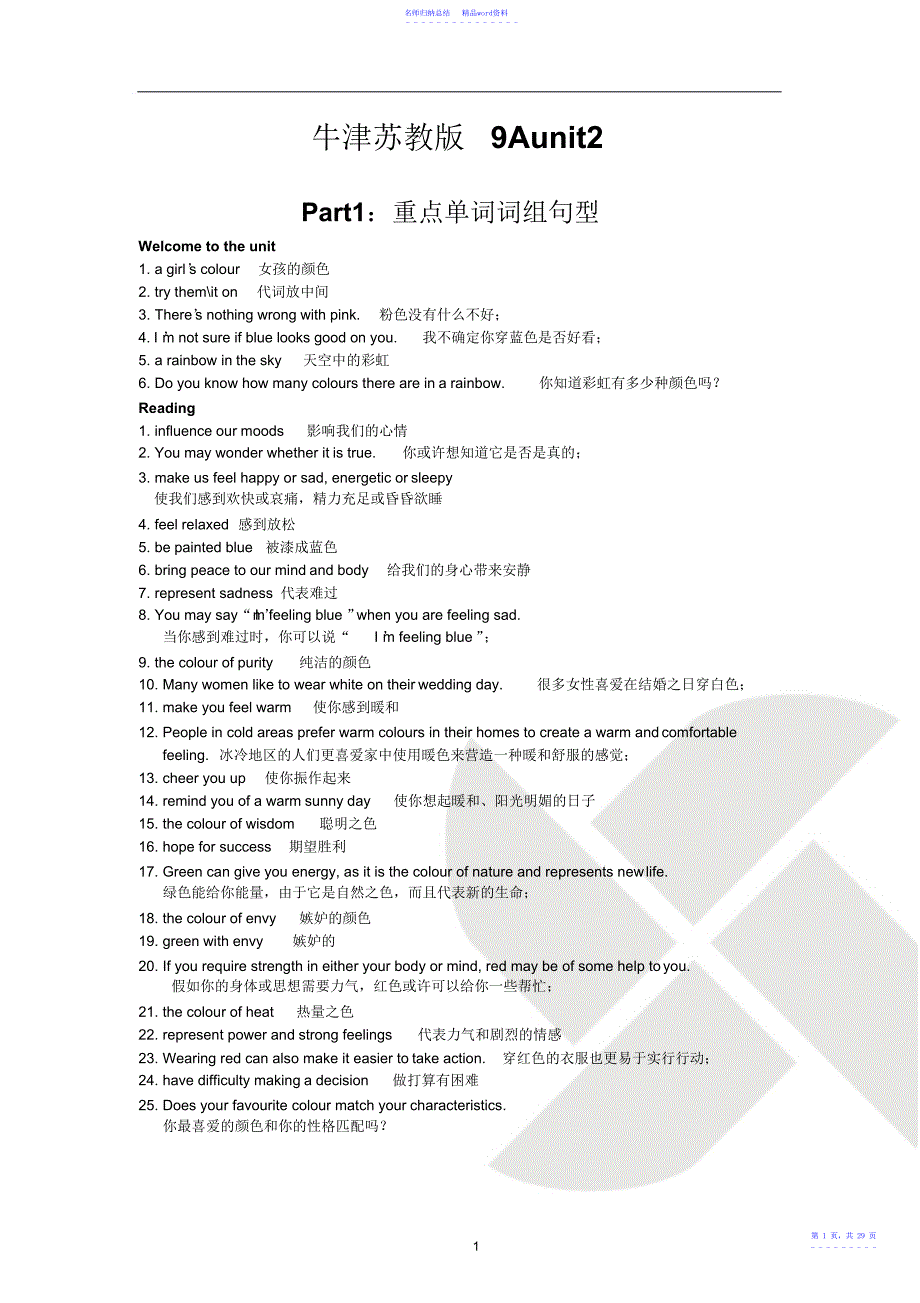 牛津苏教版九年级上册9A-Unit2知识点归纳总结及课后同步练习_第1页