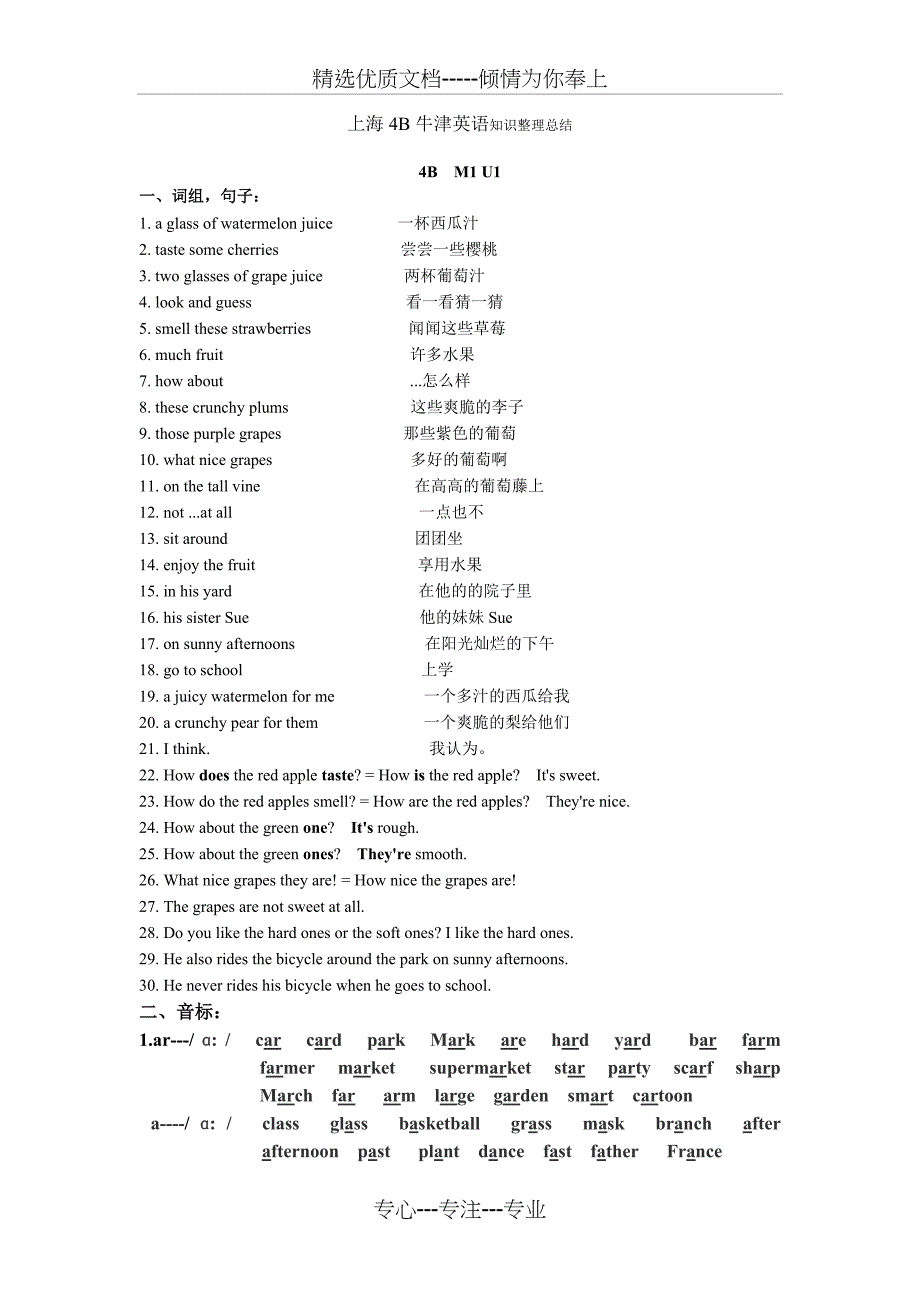 上海牛津4BM1-M2知识点整理(共12页)_第1页