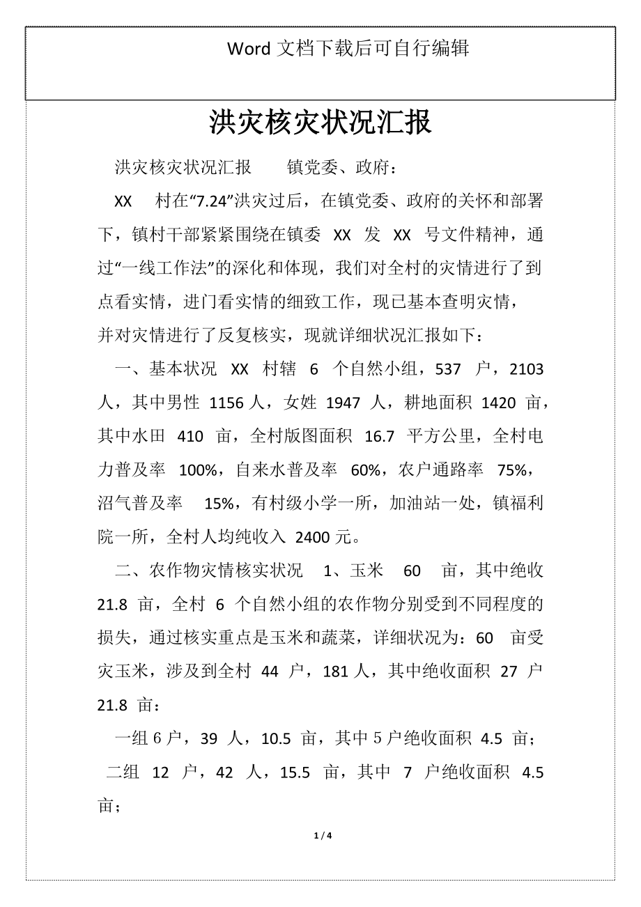 洪灾核灾状况汇报_第1页