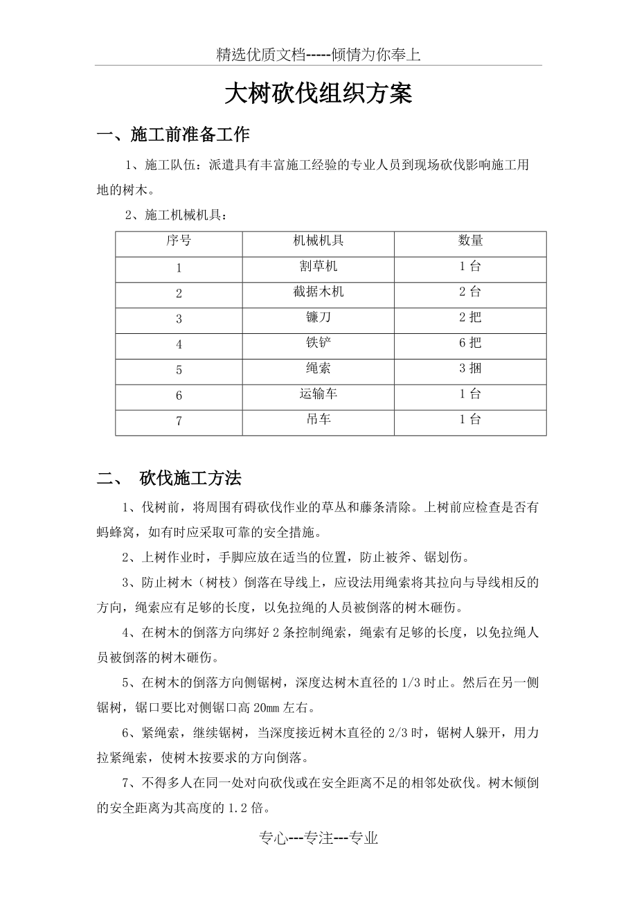 大树砍伐组织方案(共3页)_第1页