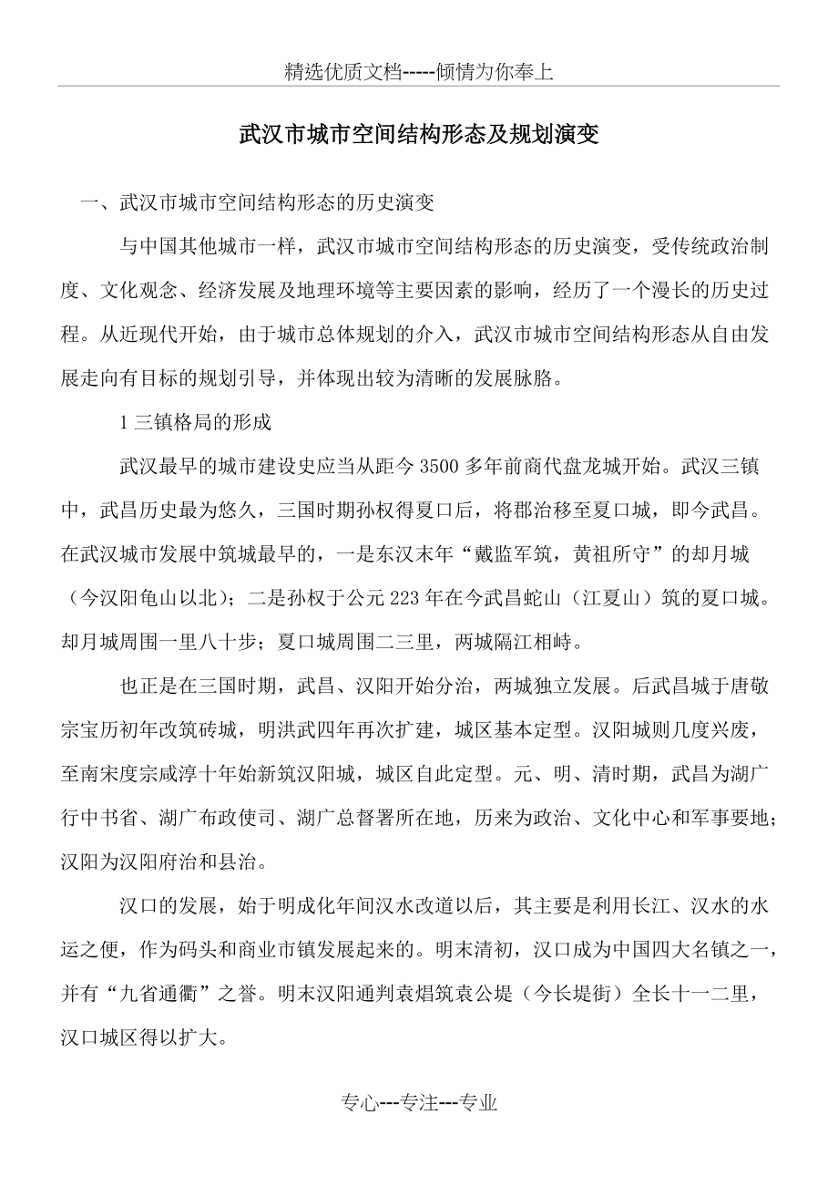 武汉市城市空间结构形态及规划演变(共7页)_第1页