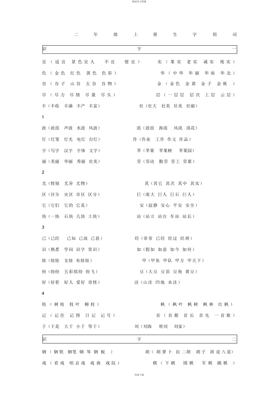 二级上生生字表(二)字组词68_第1页
