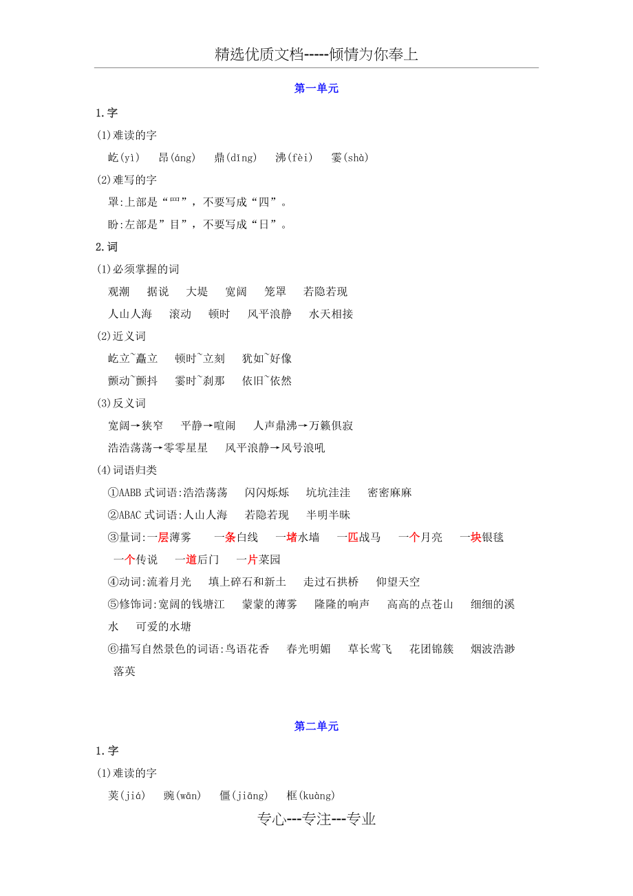 部编版四年级上册语文基础知识点汇总(共6页)_第1页
