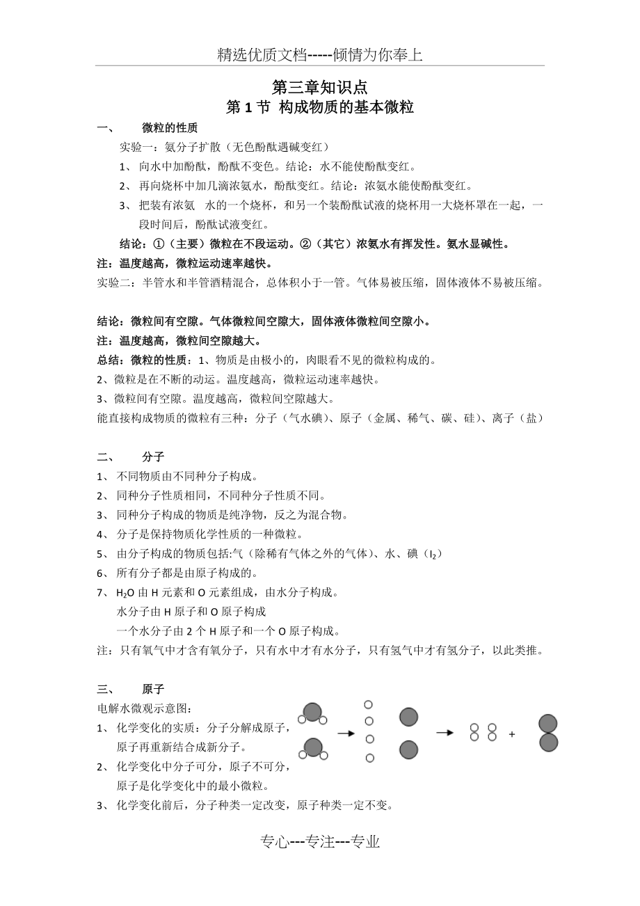 沪教版化学第三章物质构成的奥秘知识点总结(共4页)_第1页