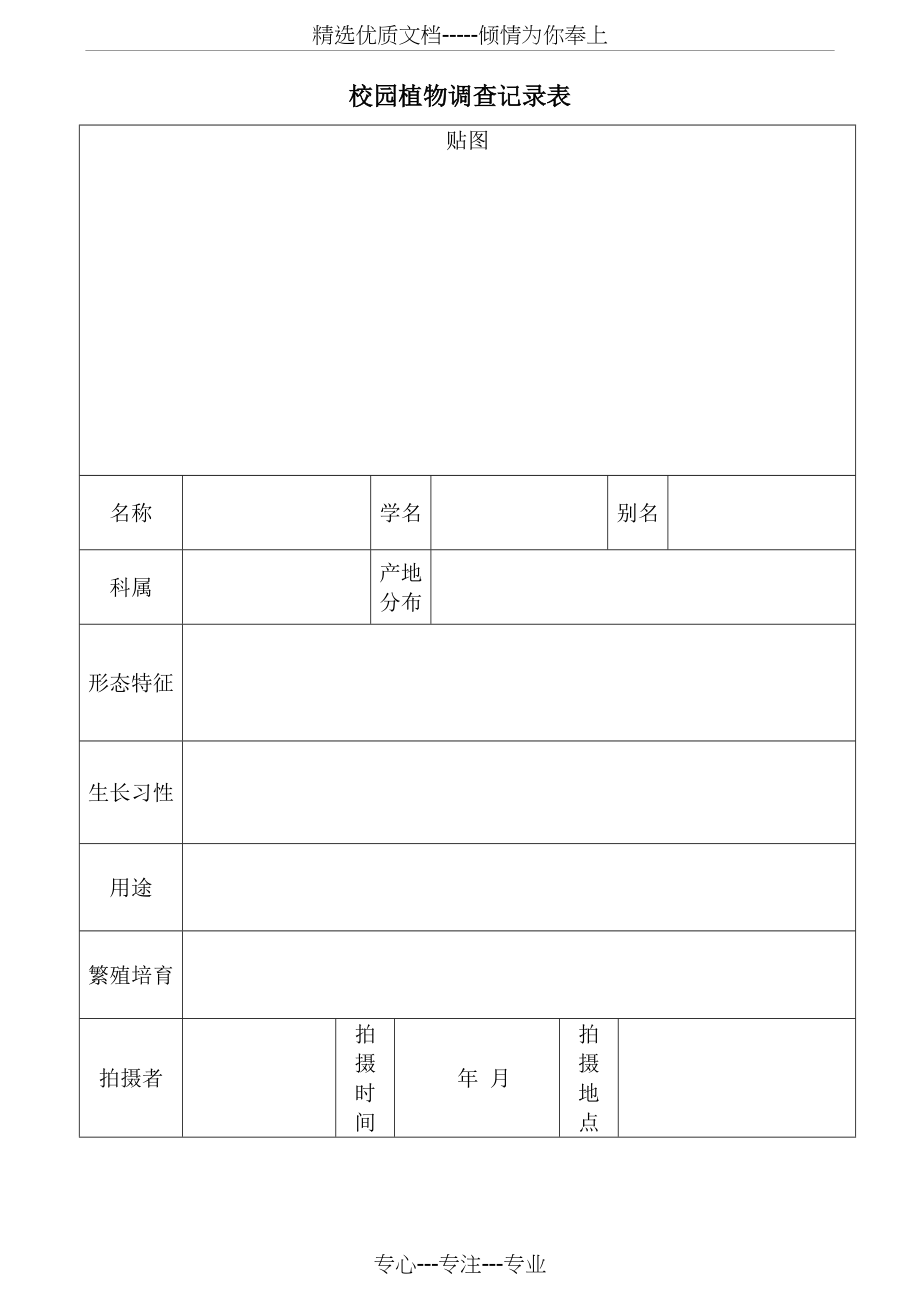 植物调查记录表-模板(共1页)_第1页