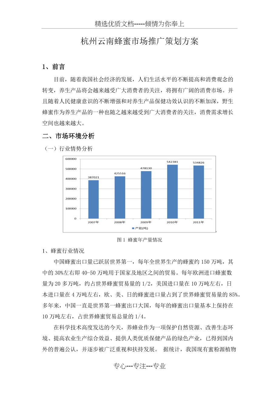 杭州云南蜂蜜推广策划方案(共10页)_第1页