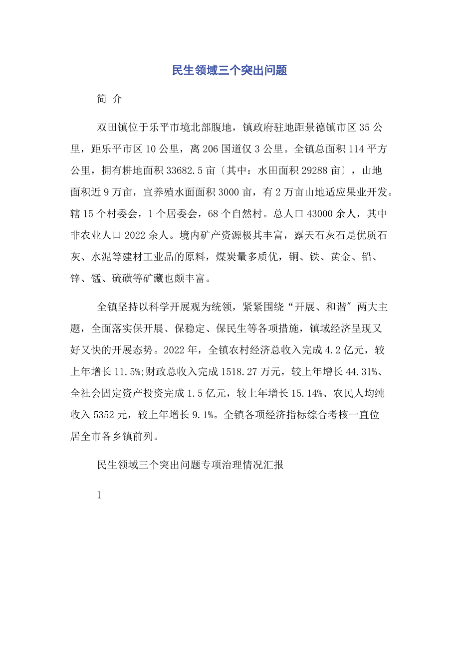 2022年民生领域三个突出问题新编新编_第1页