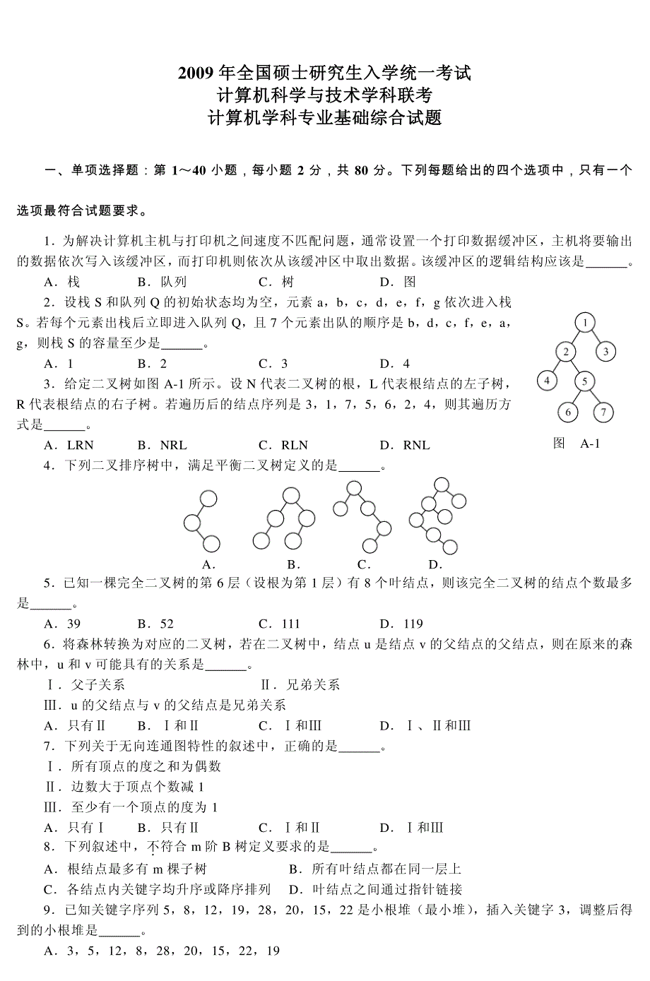计算机考研专业课_408_真题_2009-2013完美打印版_第1页