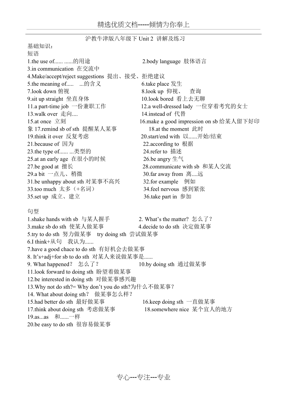 沪教牛津版八年级下Unit-2-讲解及练习(共5页)_第1页