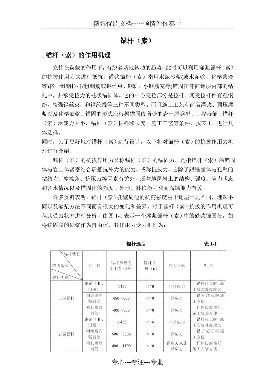 锚杆的锚固长度设计计算(共19页)_第1页