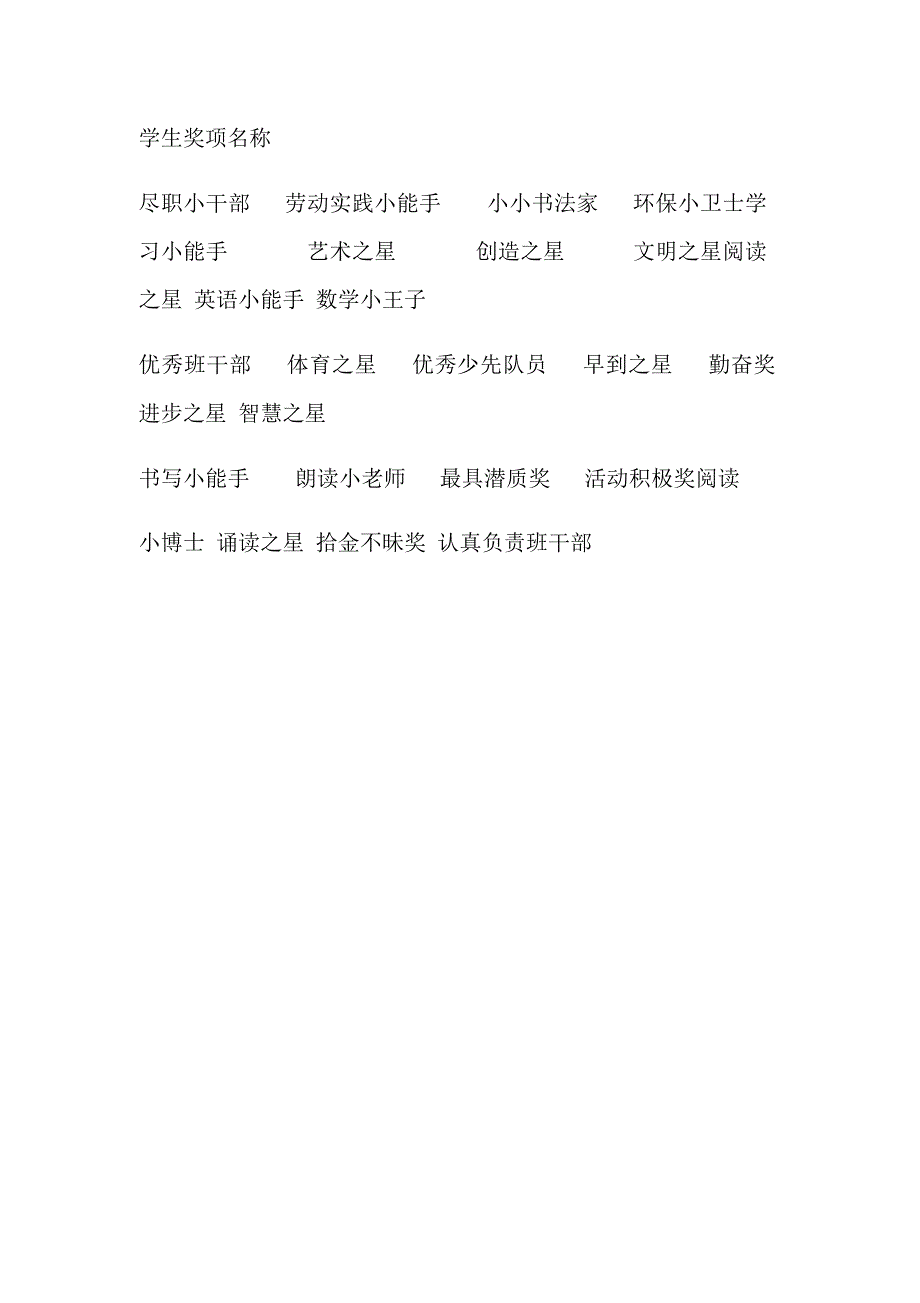 学生奖项名称_第1页