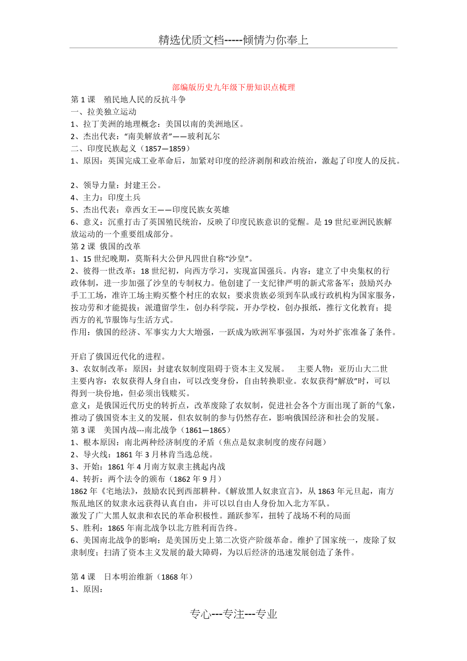 新九历史九下知识点(共8页)_第1页