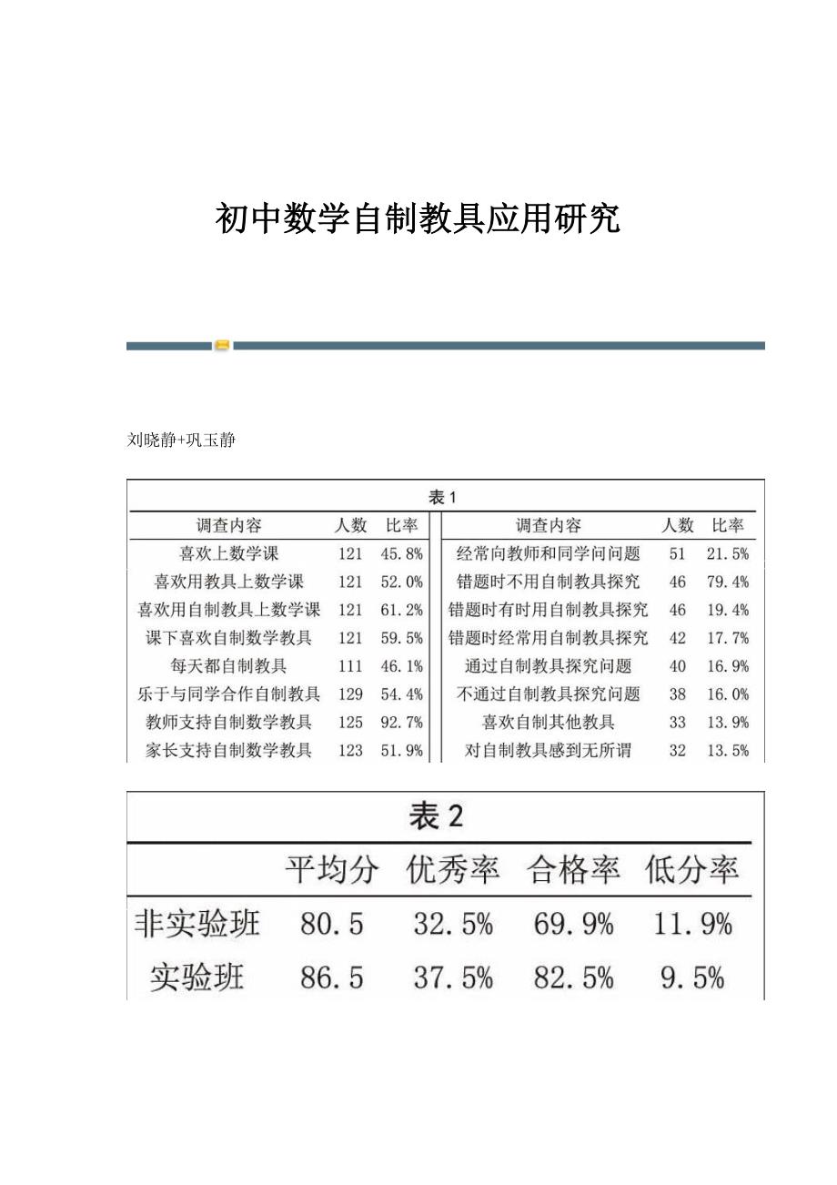 初中数学自制教具应用研究_第1页