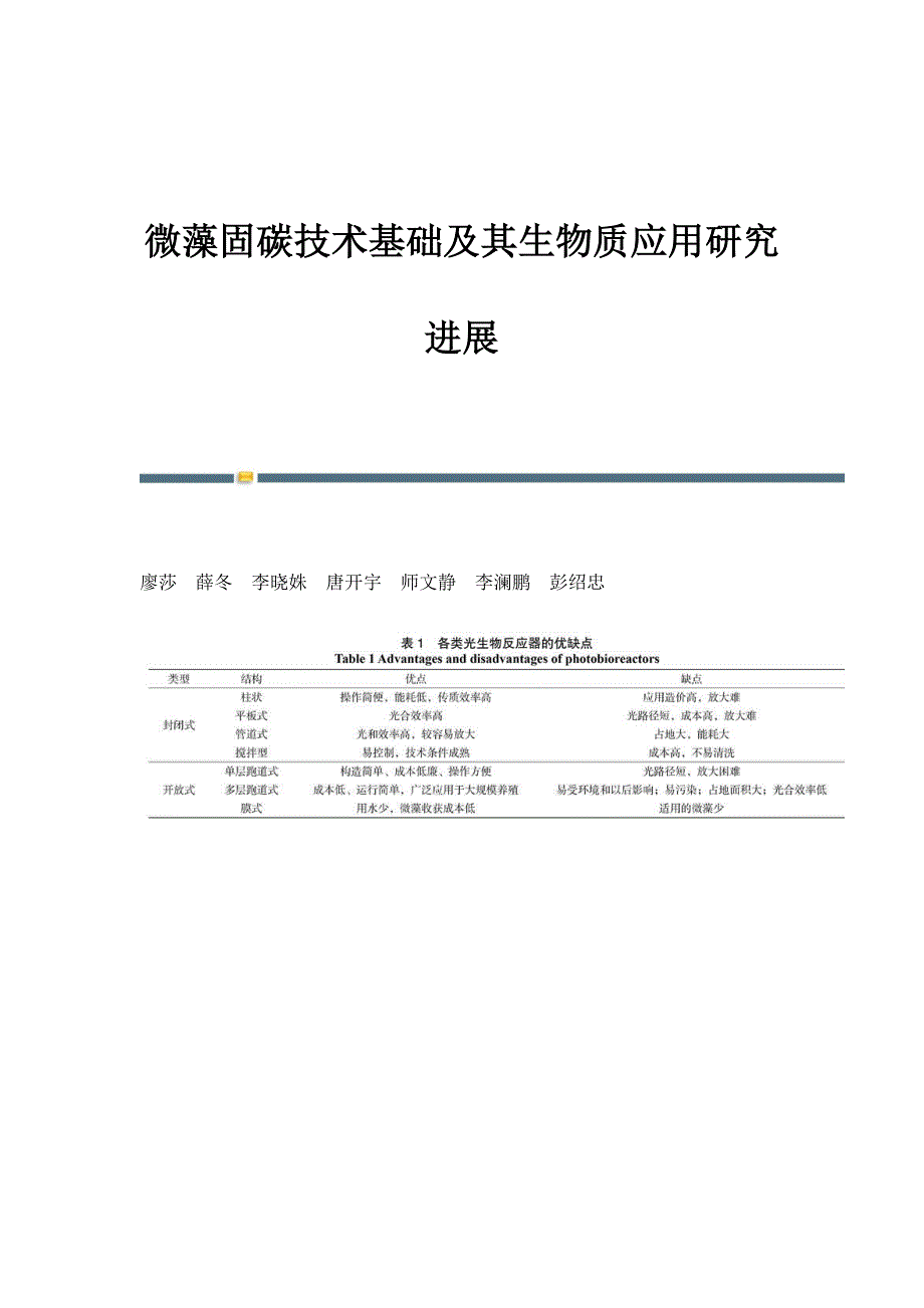 微藻固碳技术基础及其生物质应用研究进展_第1页