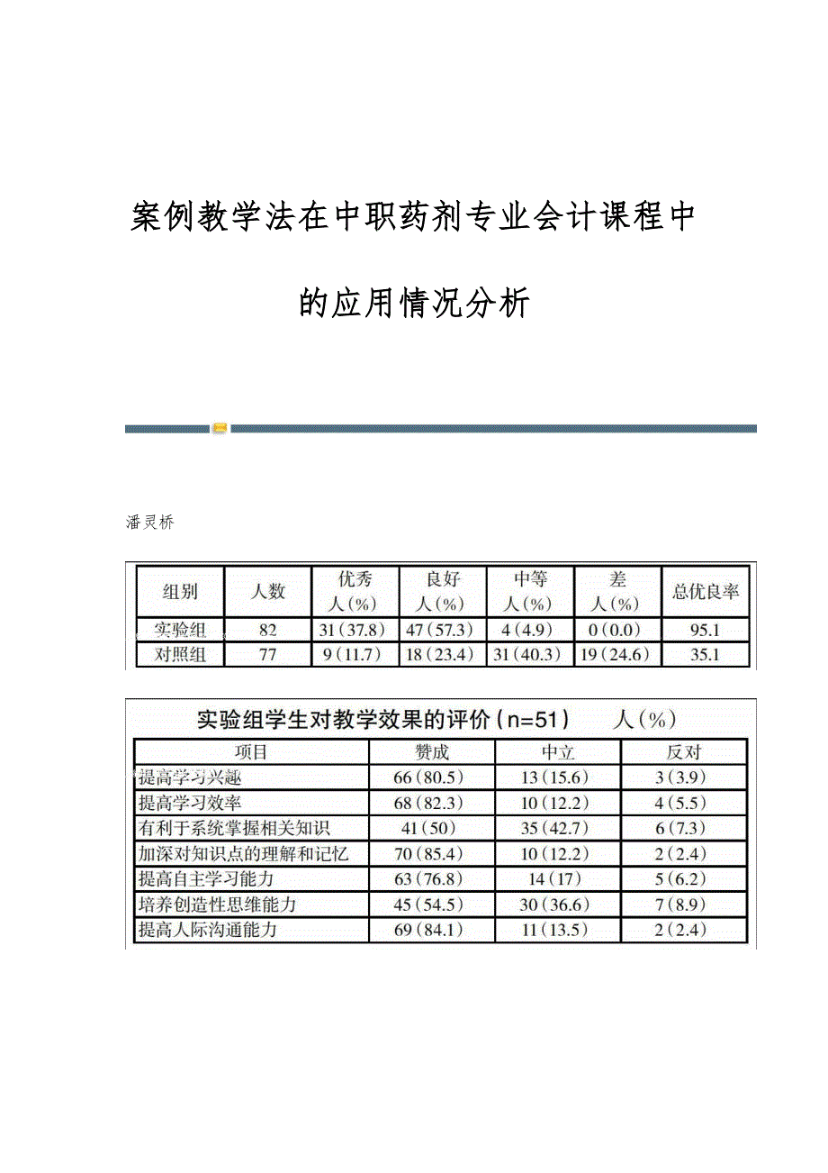 案例教学法在中职药剂专业会计课程中的应用情况分析_第1页