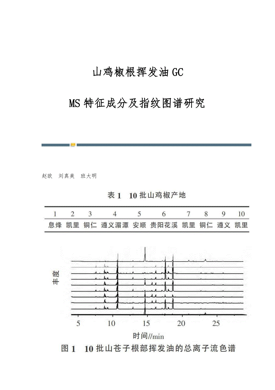 山鸡椒根挥发油GC-MS特征成分及指纹图谱研究_第1页
