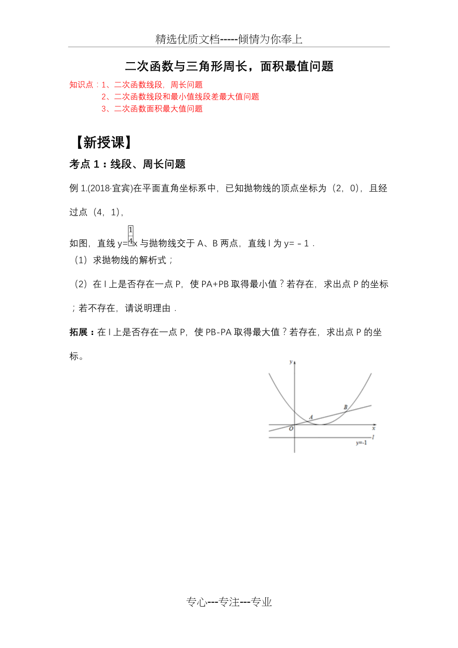 二次函数及三角形周长-面积最值问题(共10页)_第1页