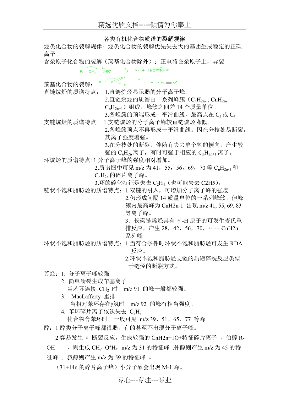各类有机化合物质谱的裂解规律(共3页)_第1页