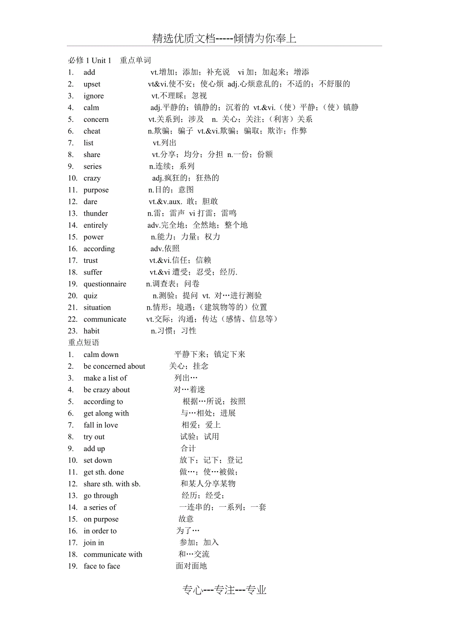 高中英语单词必修一到选修八(已整理)(共44页)_第1页