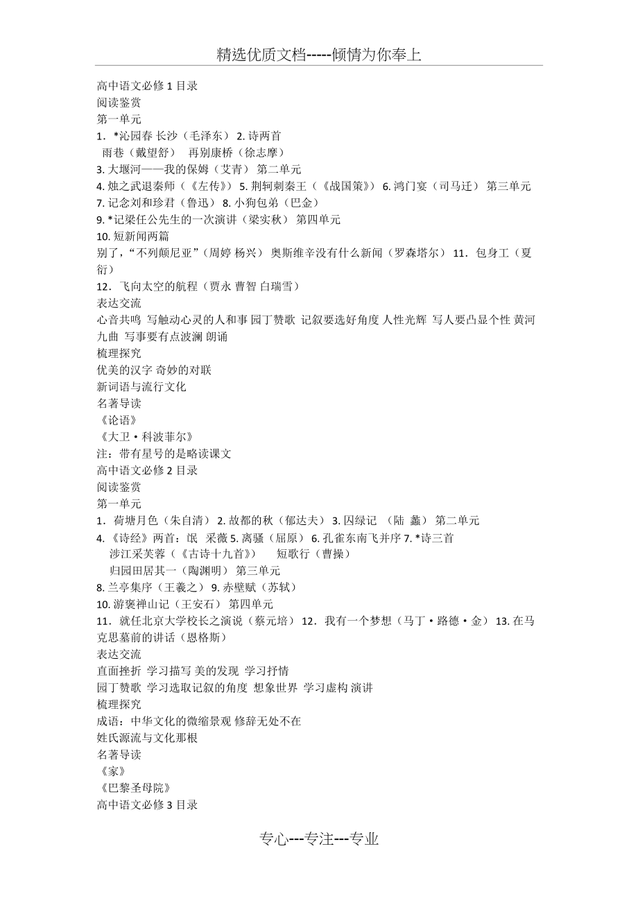 人教版高中语文必修&amp#183;篇目(共3页)_第1页