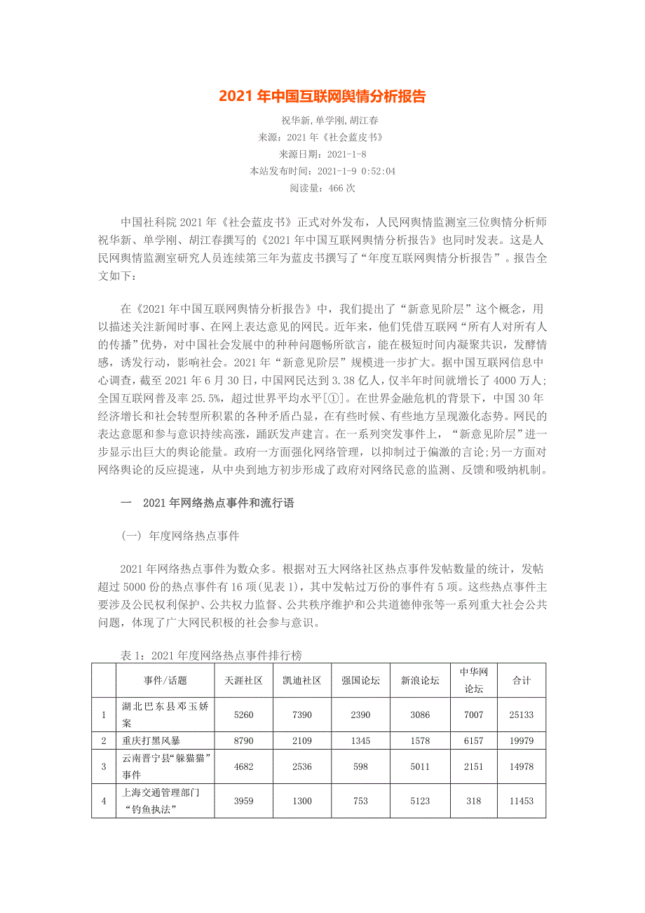 XX年中国互联网舆情分析报告_第1页