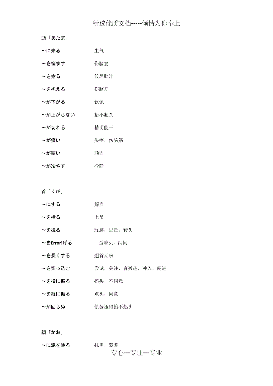 【日语】常见身体器官固定搭配(共14页)_第1页